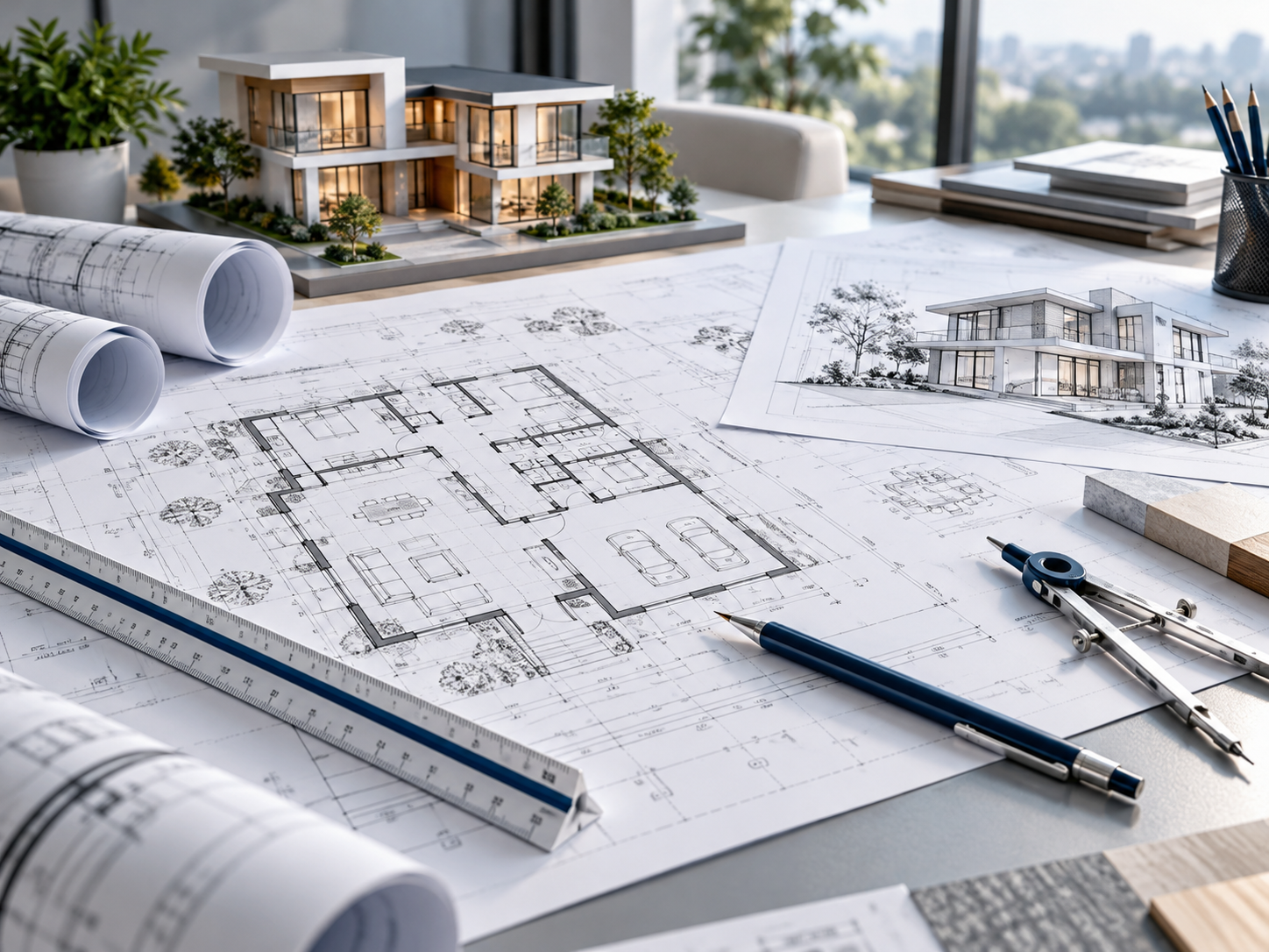 Architectural floor plans and building drawings